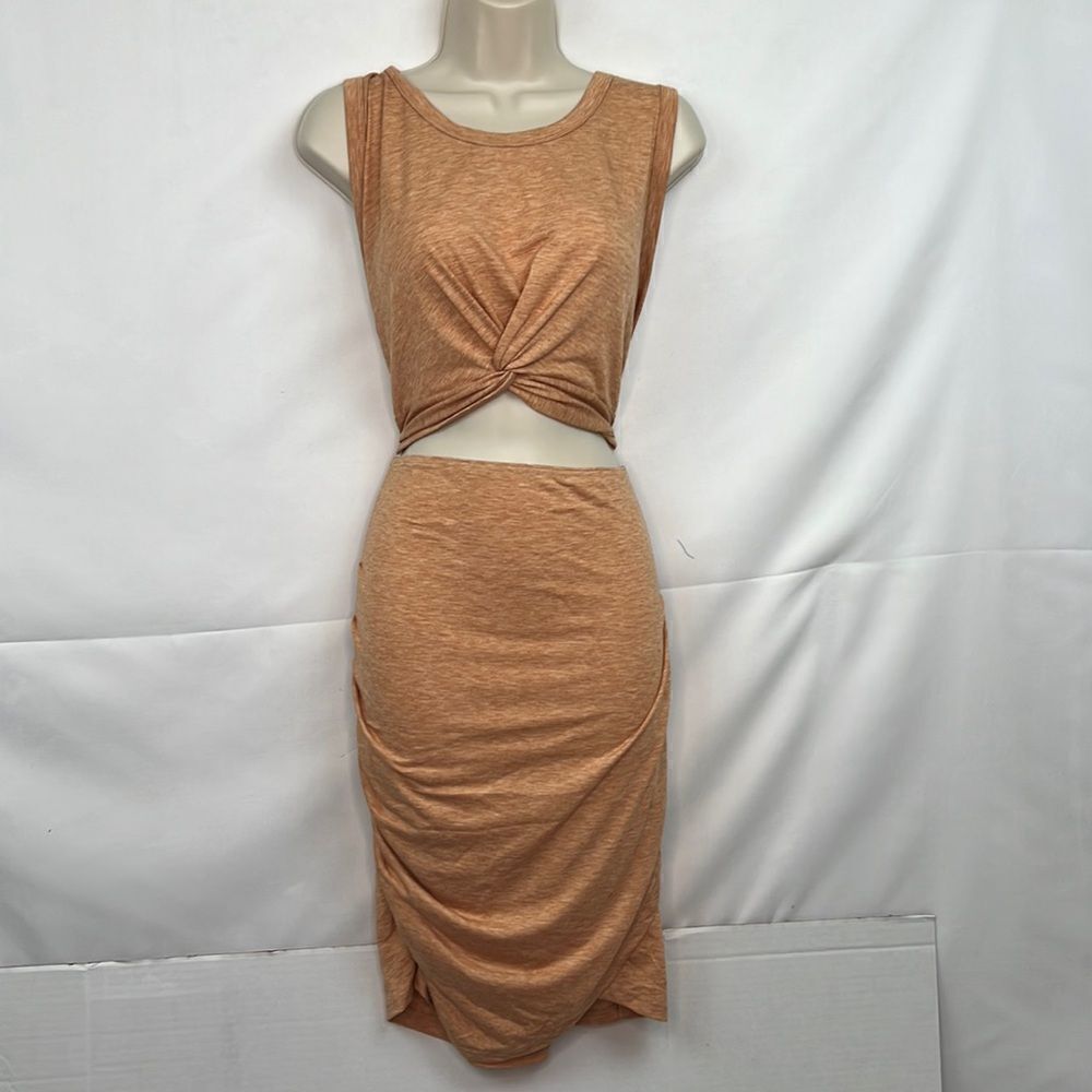 In’Voland peach twit top cut out knit dress in peach size 24W NWT